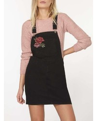 Rose Embroidered Dungaree Pinafore Dress