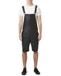 Topman Aaa Collection Faux Leather Short Overalls