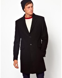 Asos Wool Overcoat In Black