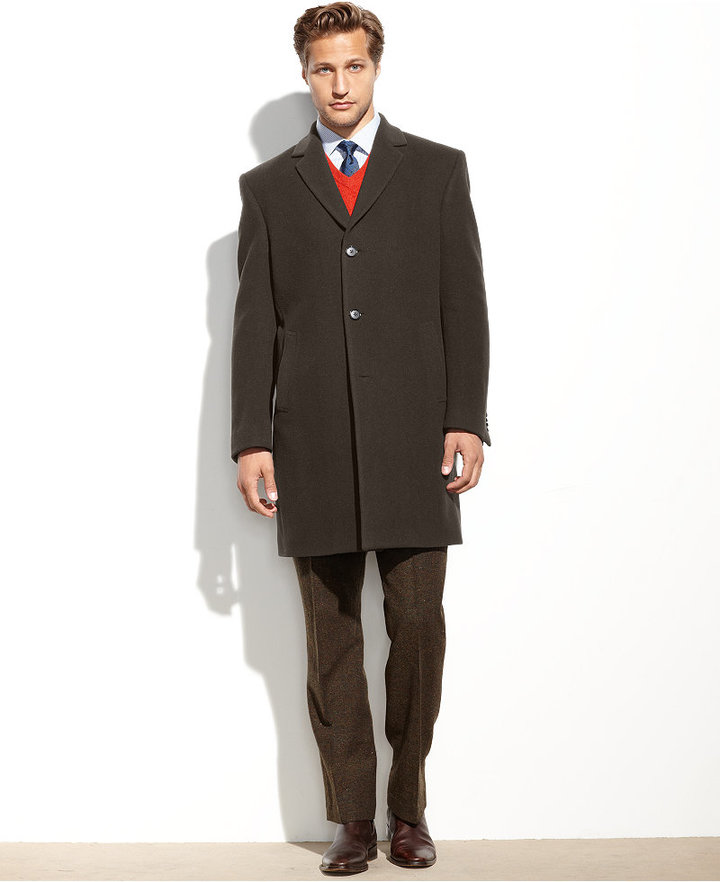 Tommy Hilfiger Barnes Cashmere Blend Overcoat Trim Fit, $495 | Macy's ...