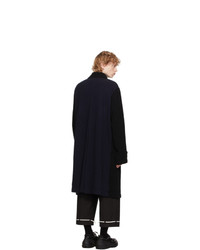 Undercover Black And Navy Wool Coat