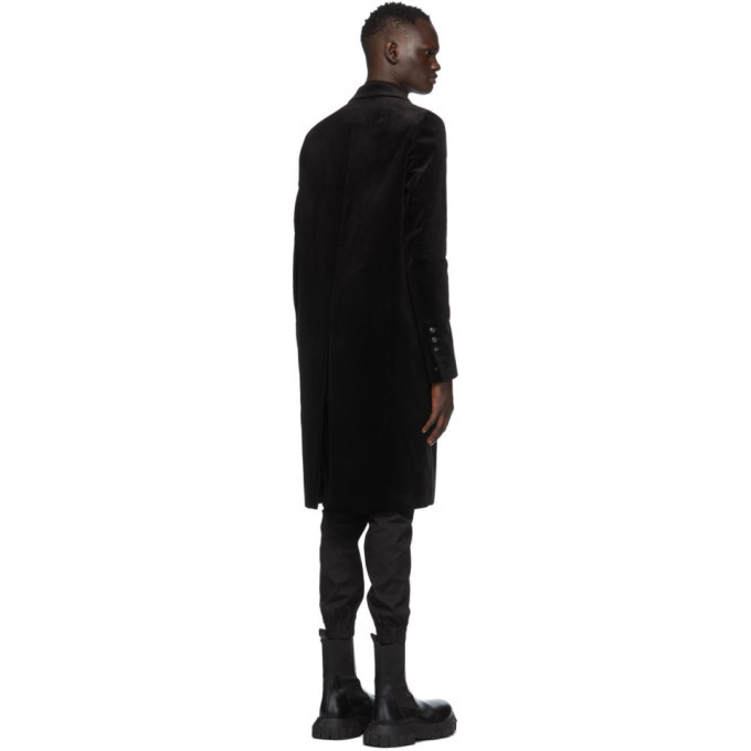 Rick Owens Black Corduroy Moreau Coat, $1,942 | SSENSE