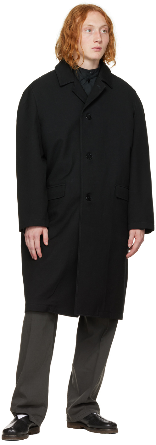 Lemaire Black Crombie Coat, $1,535 | SSENSE | Lookastic
