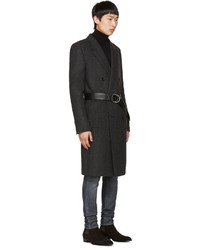 Saint Laurent Black Double Breasted Belted Coat