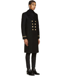 Saint Laurent Black Double Breasted Military Coat