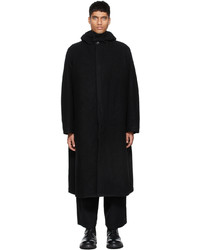 Yohji Yamamoto Black Hooded Zip Coat