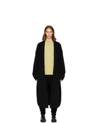 Isabel Benenato Black Merino Wool And Yak Double Layer Coat