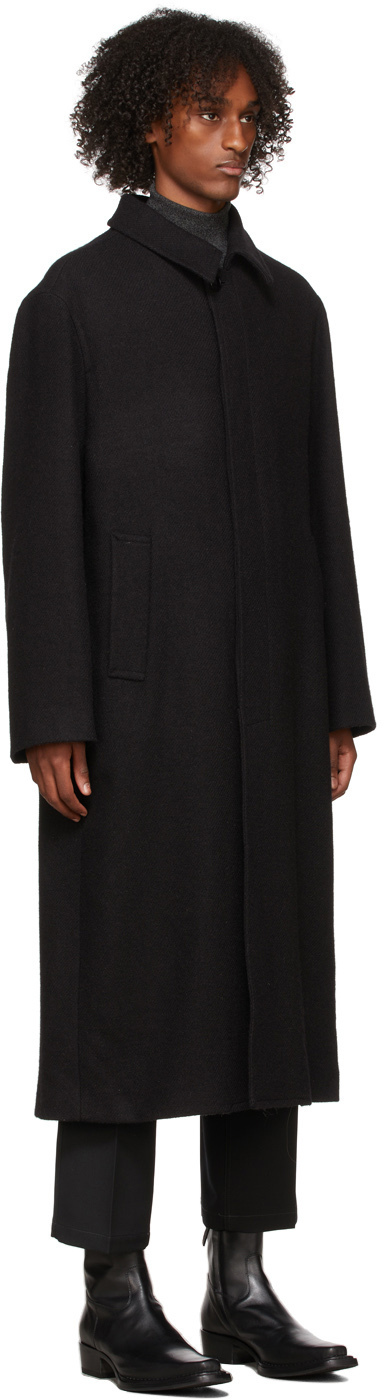 Lemaire Black Tweed Coat, $1,690 | SSENSE | Lookastic