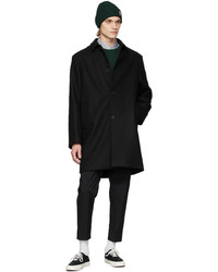 MAISON KITSUNÉ Black Wool Bill Coat
