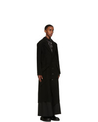 Sulvam Black Wool Blanket Slit Long Coat, $641 | SSENSE | Lookastic