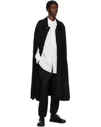 Yohji Yamamoto Black Wool Cape Coat