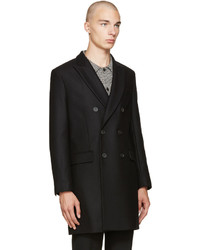 AMI Alexandre Mattiussi Black Wool Double Breasted Coat