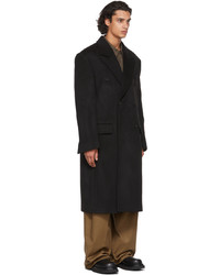 System Black Wool Double Breasted Coat