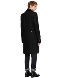Balmain Black Wool Double Breasted Coat
