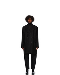 Lemaire Black Wool Double Breasted Coat