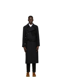 Dolce and Gabbana Black Wool Double Breasted Trench Coat