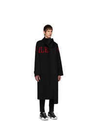 Valentino Black Wool Extended Collar Coat