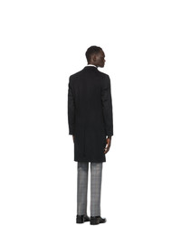 Givenchy Black Wool Lapel Pin Long Coat