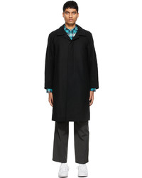 OVERCOAT Black Wool Melton Soutien Coat