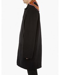 Raf Simons Black Wool Overcoat With Letter Detailing