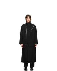 Yohji Yamamoto Black Wool Zippered Army Coat