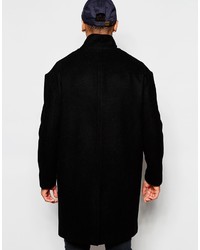 Asos Brand Cocoon Wool Overcoat In Black