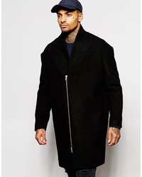 Asos Brand Cocoon Wool Overcoat In Black