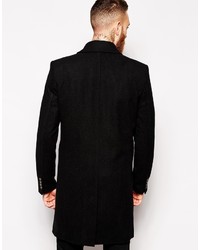 Asos Brand Double Breasted Overcoat In Wool