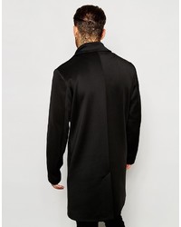 Asos Brand Neoprene Overcoat In Black