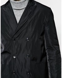 Asos Brand Overcoat With Double Breast Styling In Black