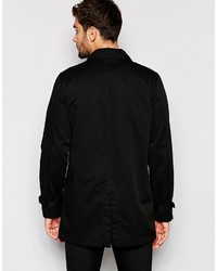 Asos Brand Trench Coat With Buttons In Black