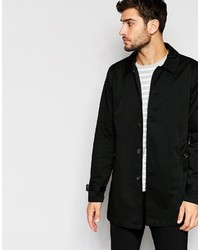 Asos Brand Trench Coat With Buttons In Black