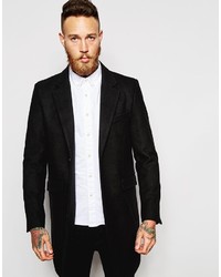 Asos Brand Wool Overcoat In Black