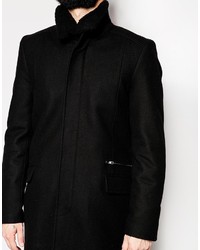 Asos Brand Wool Overcoat With Funnel Neck