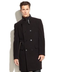 Calvin Klein Coat Merlow Double Breasted Check Wool Blend Overcoat