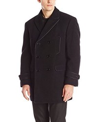 Calvin Klein Medwin Double Breasted Overcoat Black Solid