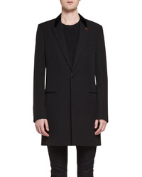 Saint Laurent Chesterfield Wool Velvet Collar Single Breasted Coat Black