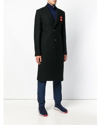 Off-White Contrast Patch Single Breasted Coat