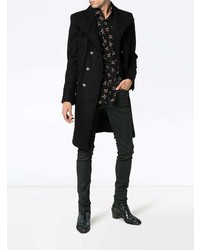 Balmain Double Breasted Wool Cashmere Blend Military Coat