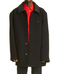 Balenciaga Double Face Wool Cashmere Coat With Leather Collar