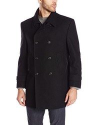 Kenneth Cole New York Ranger 35 Inch Black Overcoat Double Breasted