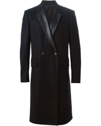Les Hommes Leather Trimmed Overcoat