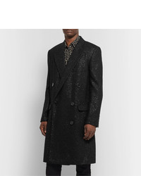 Saint Laurent Metallic Woven Double Breasted Overcoat