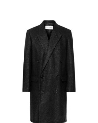 Saint Laurent Metallic Woven Double Breasted Overcoat
