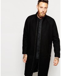 Weekday Overcoat Mod Long Oversized Wool Zip Pockets