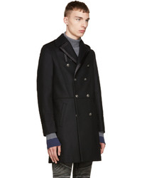 Pierre Balmain Black Wool Double Breasted Coat
