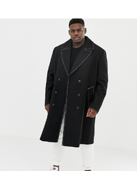 ASOS DESIGN Plus Wool Mix Double Breasted Overcoat In Black