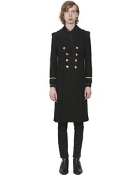 Saint Laurent Double Breasted Wool Blend Military Coat