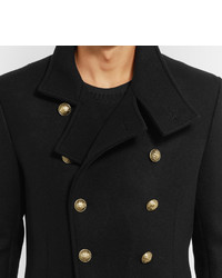 Balmain Slim Fit Double Breasted Cashmere Overcoat