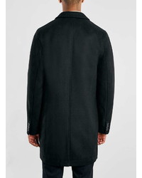 Topman Black Wool Rich Overcoat